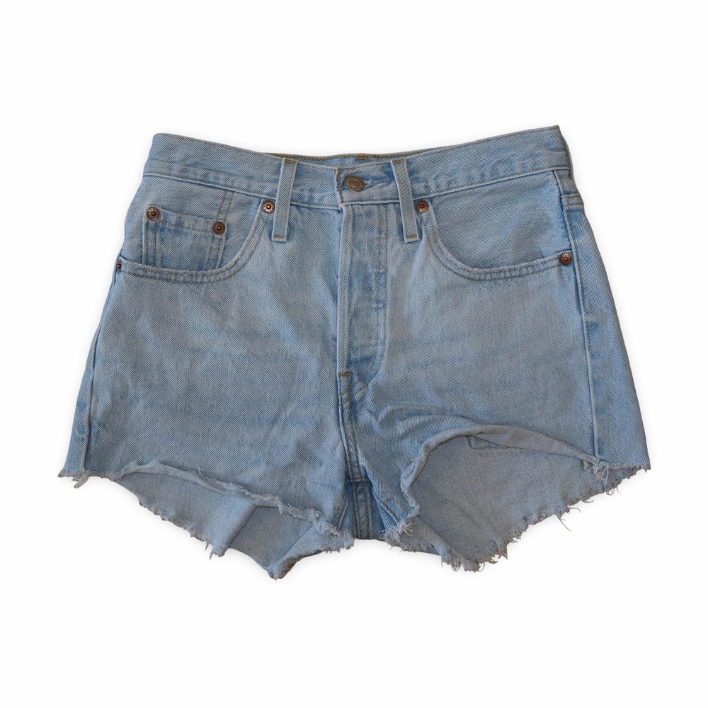Levi's 501 Womens Denim Cutoff Shorts Light Wash Button‎ Fly Raw Hem W26